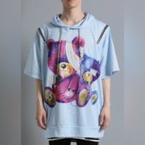 Psycho Nation Teddy Bear Unisex Graphic Hoodie Sweatshirt sz 44 RARE FIND